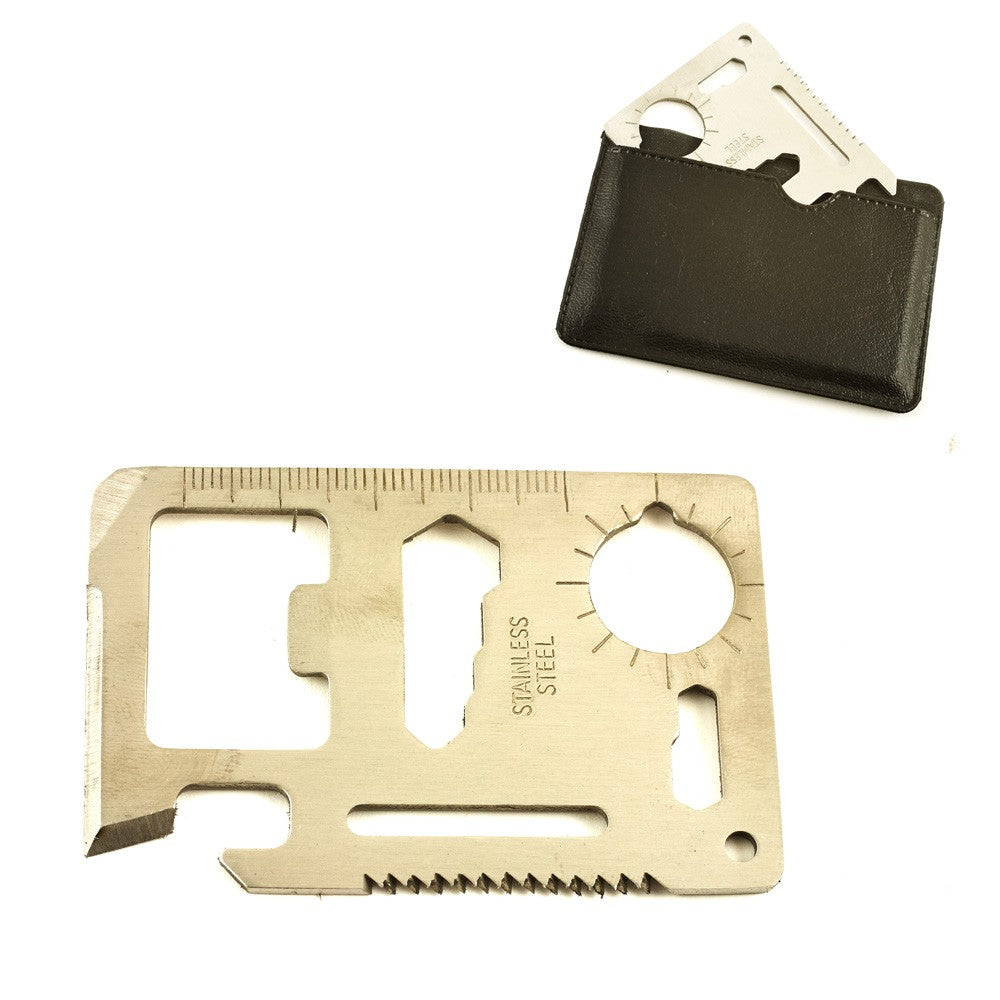Tarjeta Acero Multiusos - 11 Utilidades - Supervicencia - 7 cm