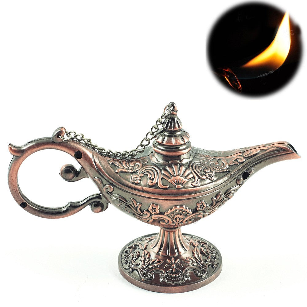 Cándil Genio Aladino - Relieves Florales - Mechero Gas-13 cm