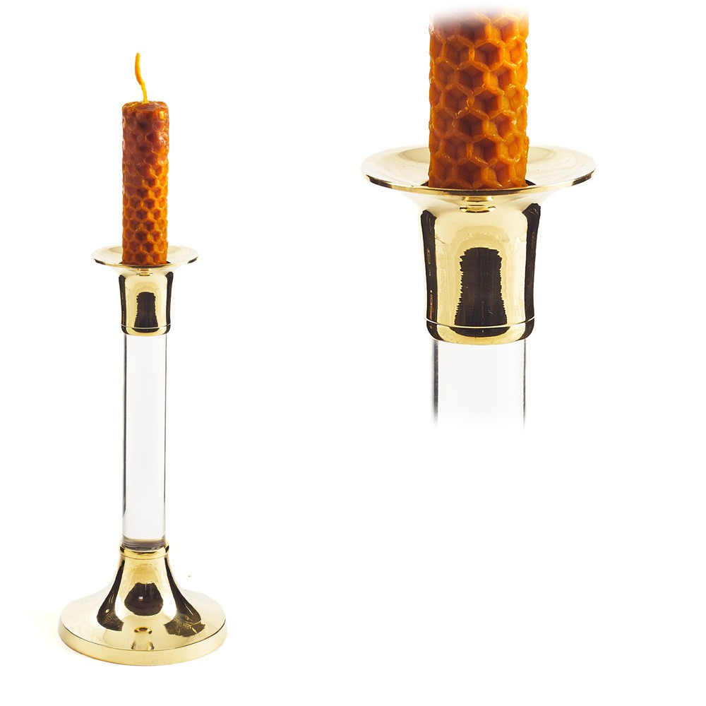 Portavelas Bronce y Cristal - Alargado -  17 cm