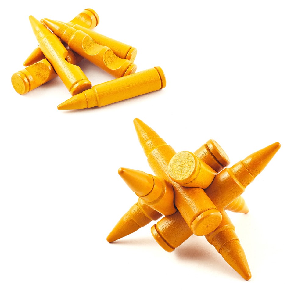 Estrella Balas Madera - Ingenio- Rompecabezas - Puzzle - 7,5 cm