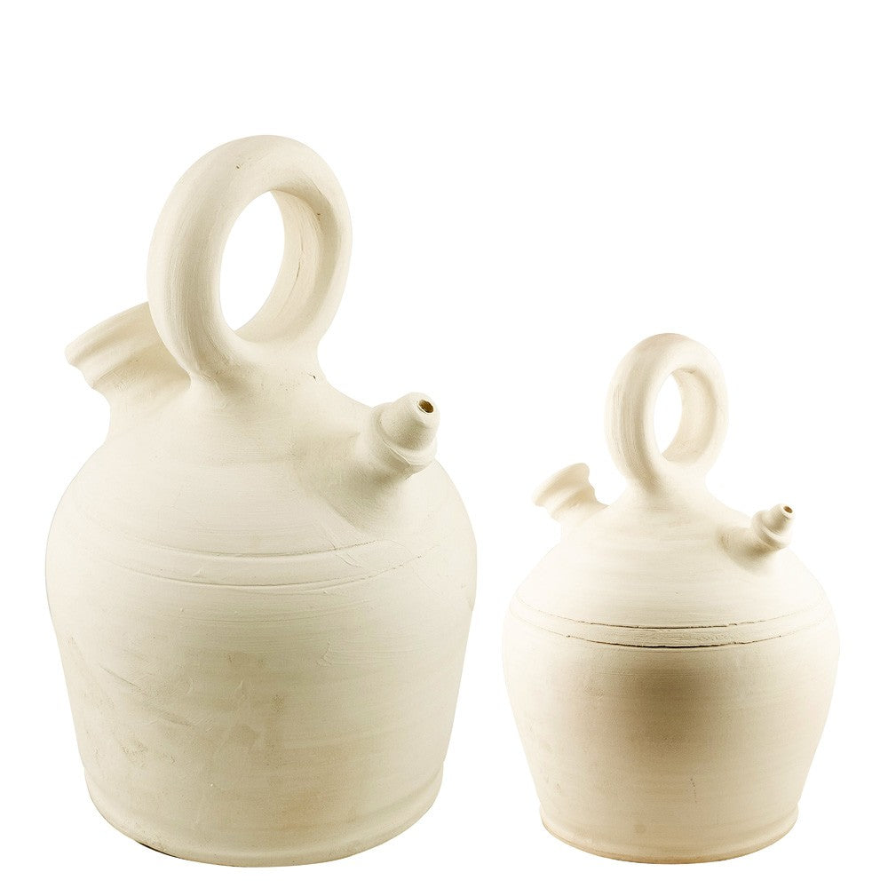 Botijo Artesano Barro Blanco - 2 Tamaños - Producción Artesanal