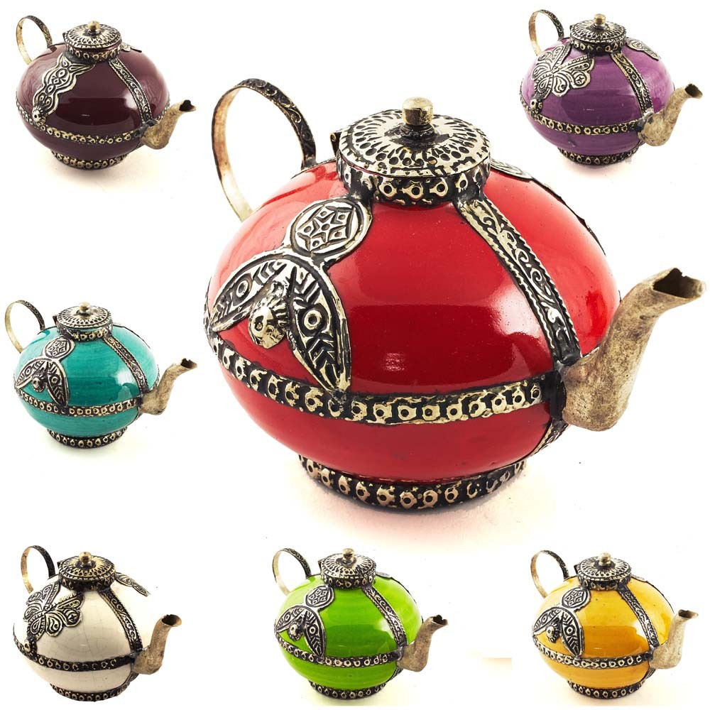 Tetera Decorativa Cerámica y Alpaca - Varios Colores - 15 cm