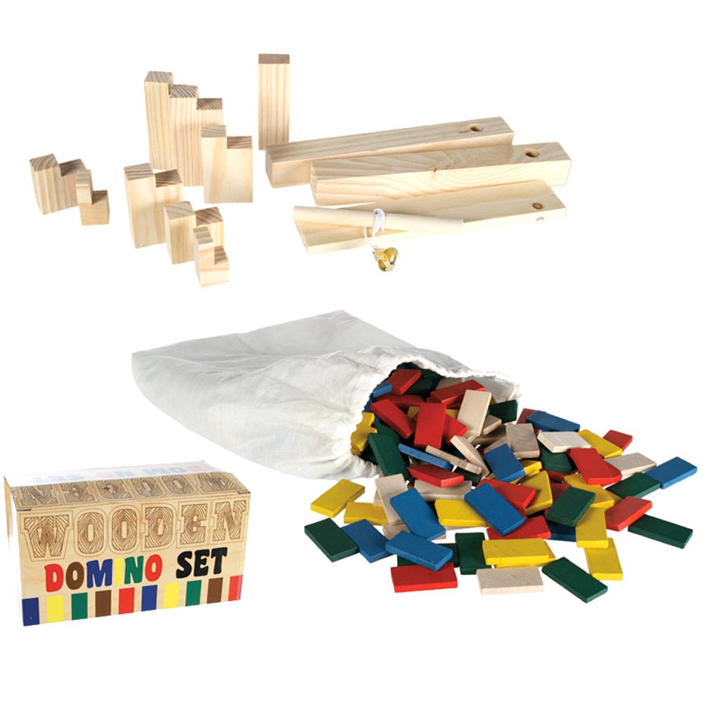 Domino Madera Multicolor - 200 Piezas - Obstaculos -Recomendado