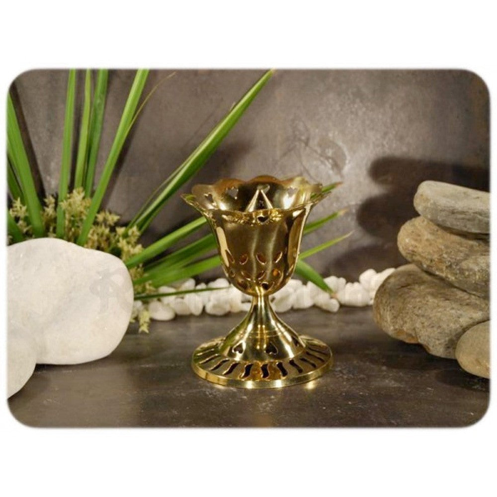 Incensario Rosa - Varillas - Bronce - Calado - 9 cm