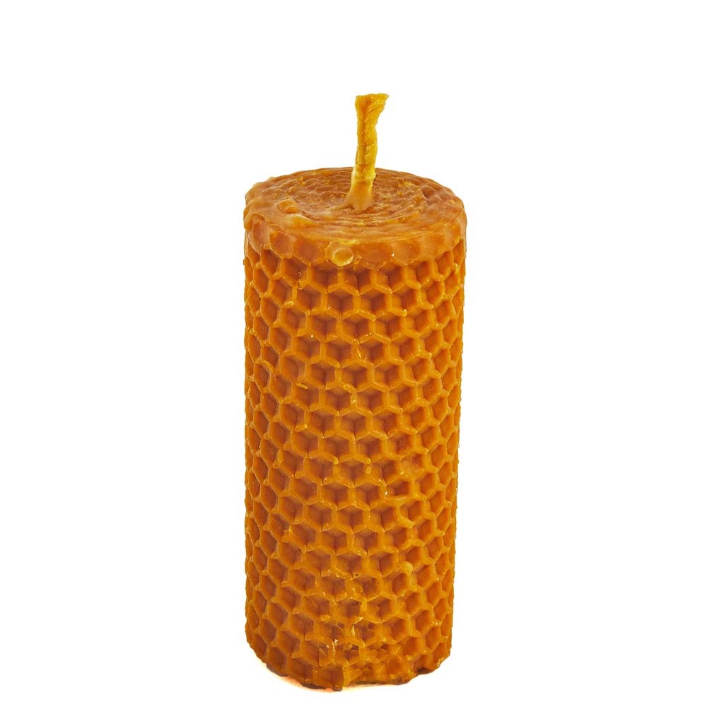 Vela Artesana Redonda de Cera Virgen de Abeja - 4 x 9 cm