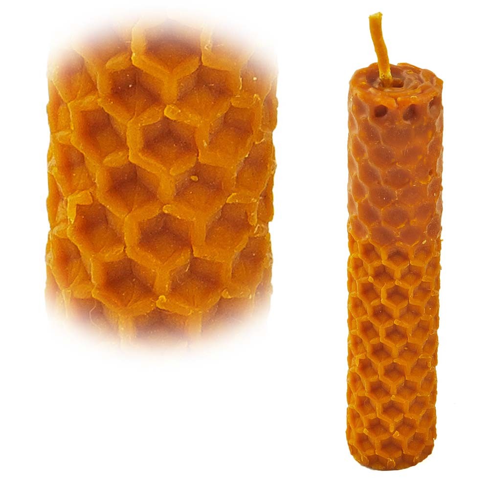 Vela Artesana Redonda de Cera Virgen de Abeja - 2 x 9 cm