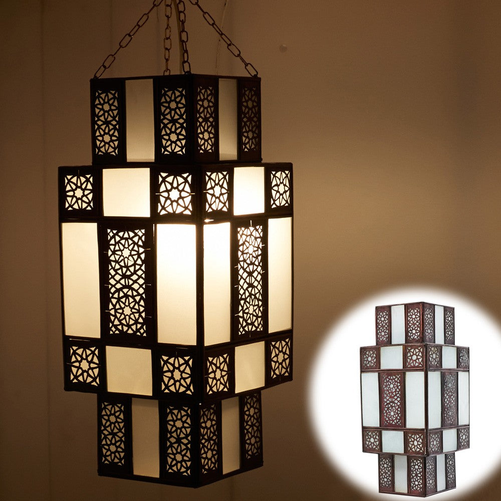 Lámpara Arabe Diseño Damas - Blanco Opaco - Calado Arabe 50 cm
