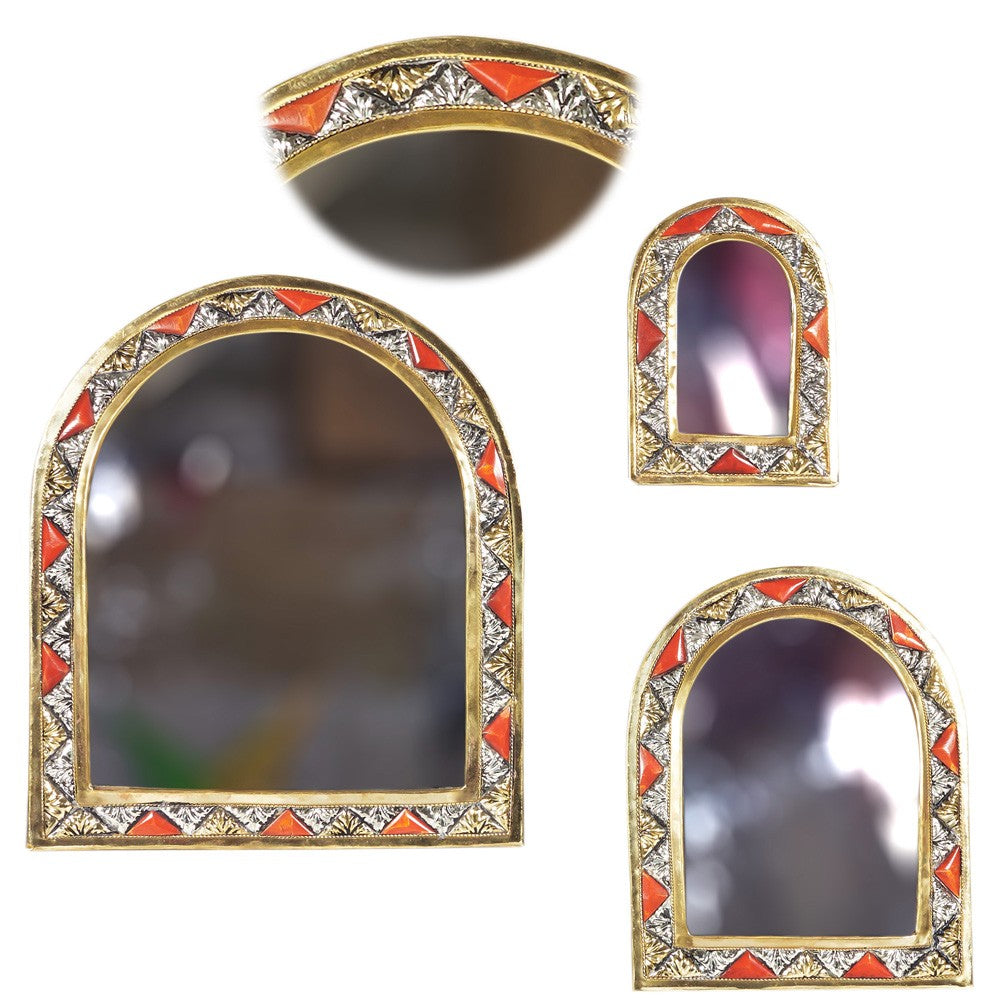 Juego 3 Espejos Arco - Alpaca Hueso y Latón - Diseño Arabe
