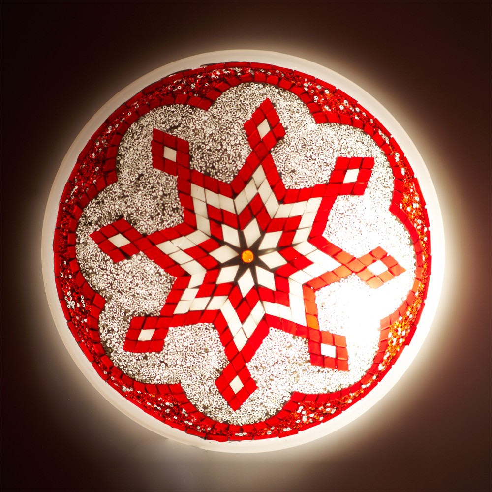 Aplique o Plafón Turco - Cristal Murano - Mosáico Arabe - 30 cm