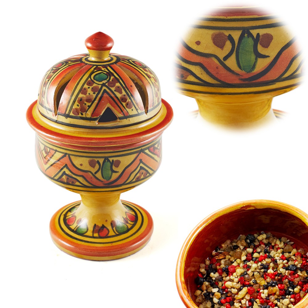 Incensario Cúpula Arabe - Cerámica Esmaltada - 4 Colores - 17 cm