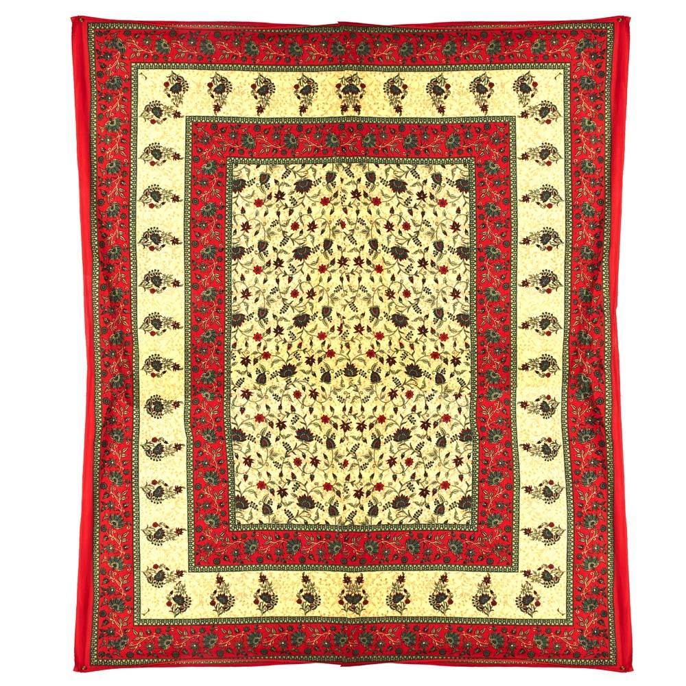 Tela Algodon India- Cenefa Floral Marco -Artesana-240 x 210 cm