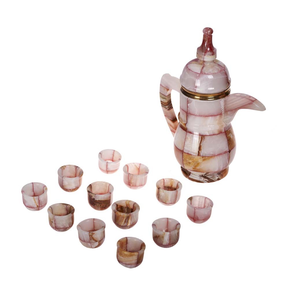Conjunto Tetera Onix y 12 Vasos  -Decorativo- 24 cm