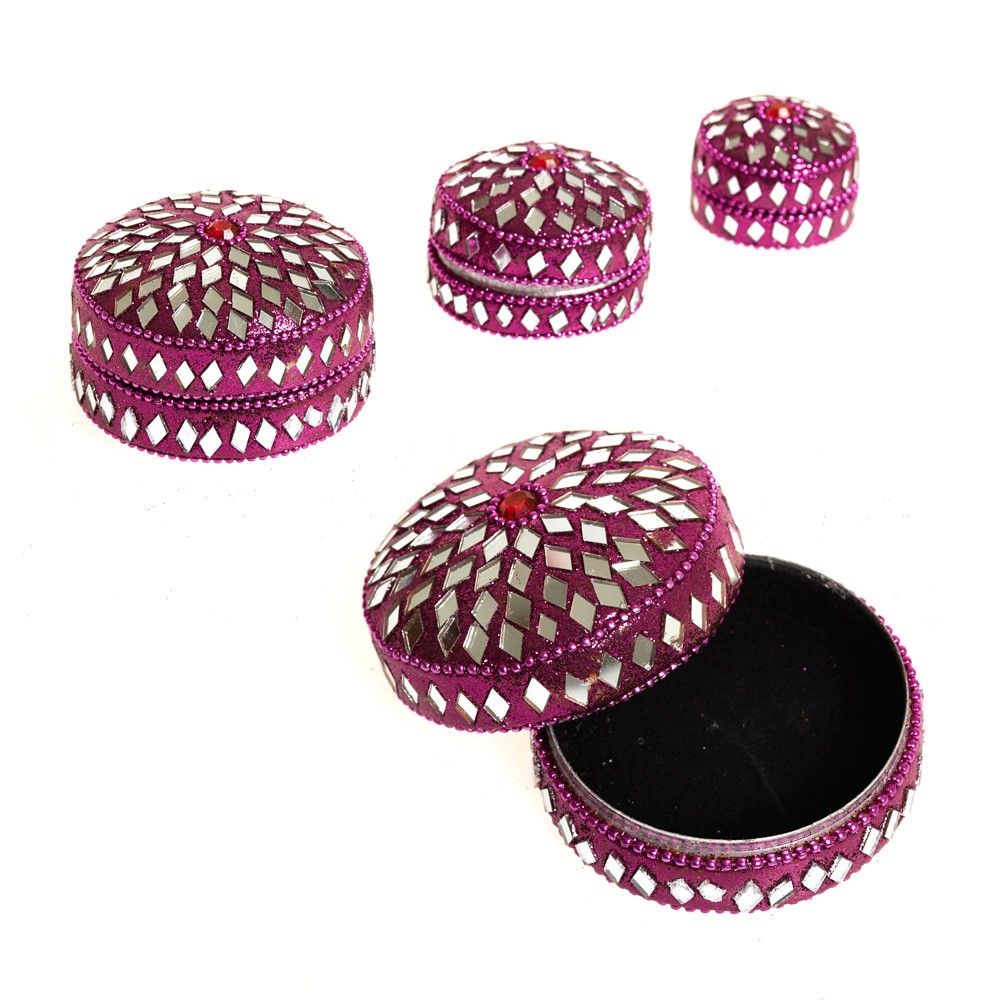 Juego 3 Cajitas Brillantes Purpurina - Terciopelo - Colores