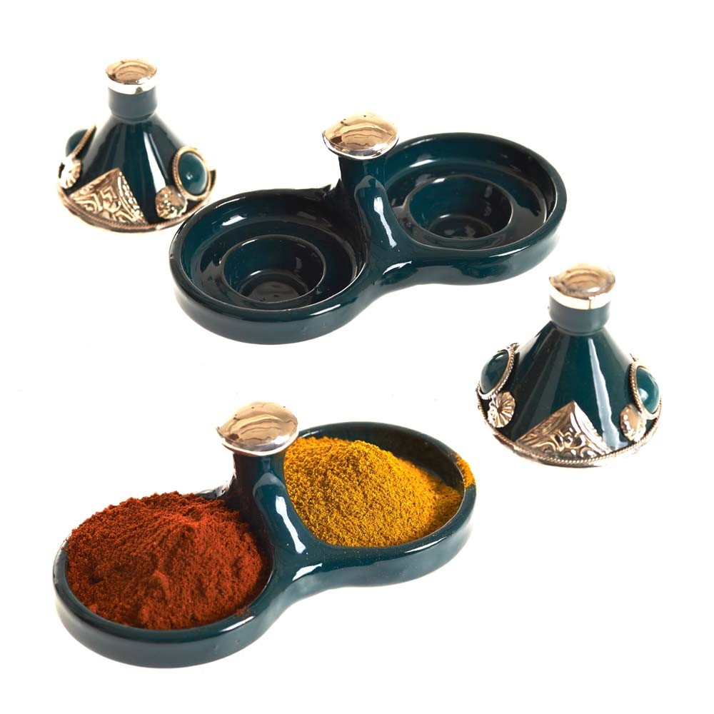 Especiero Tajin Mini Doble Decorado -Varios Colores- 7.5 cm Alto
