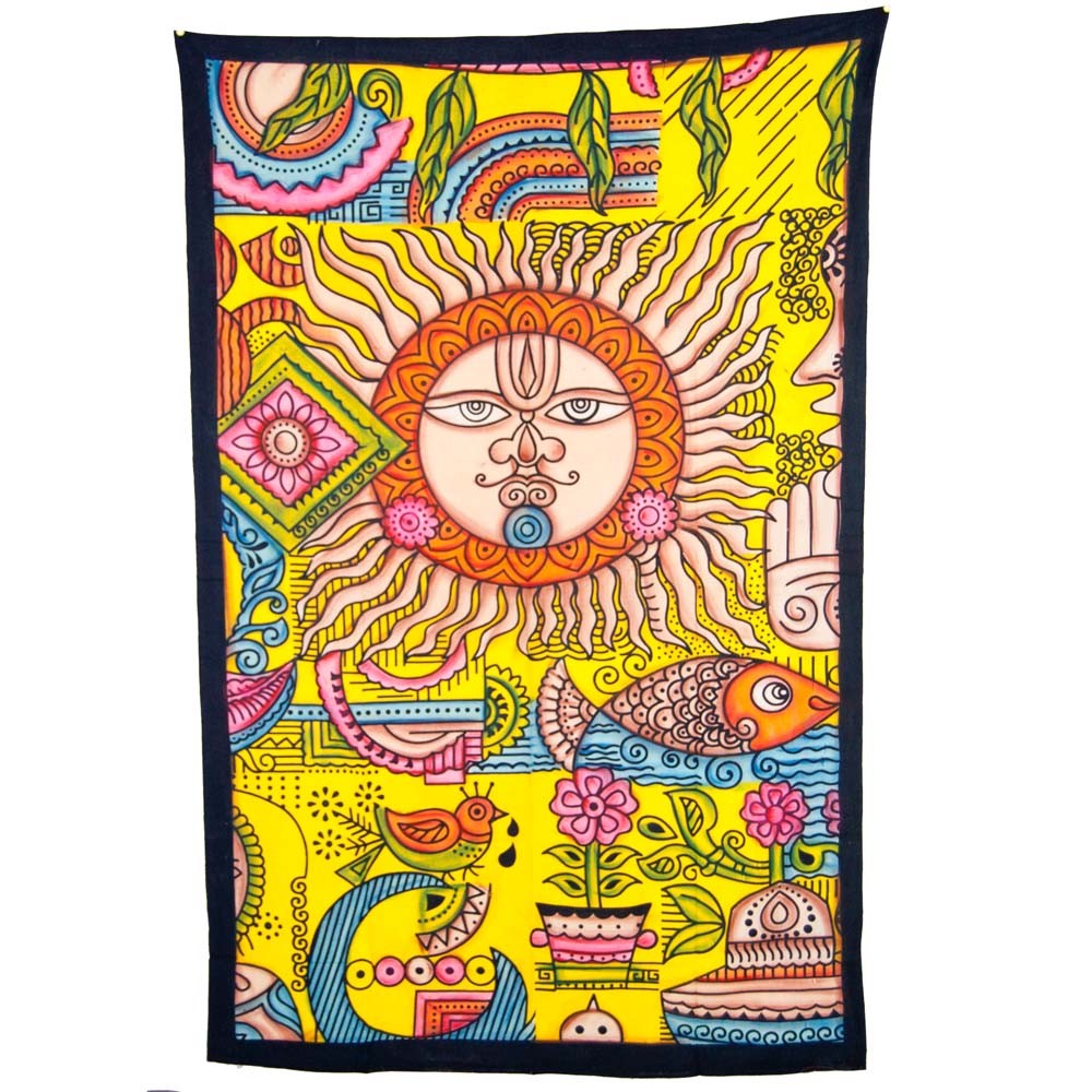 Tela Algodon India- Sol y Paisaje -Artesana-240 x 210 cm