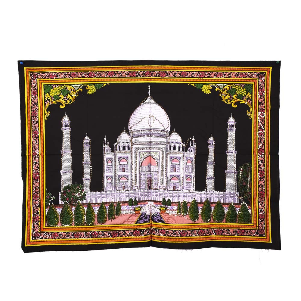 Tela Algodon India- Mezquita Taj Mahal -Lentejuelas-177 x 115cm.