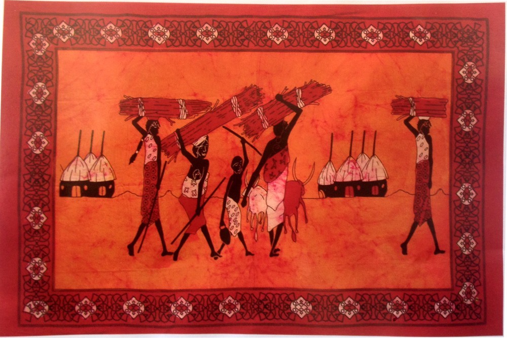 Tela Algodon India-Tribu Leñadores-Artesana-140 x 210 cm