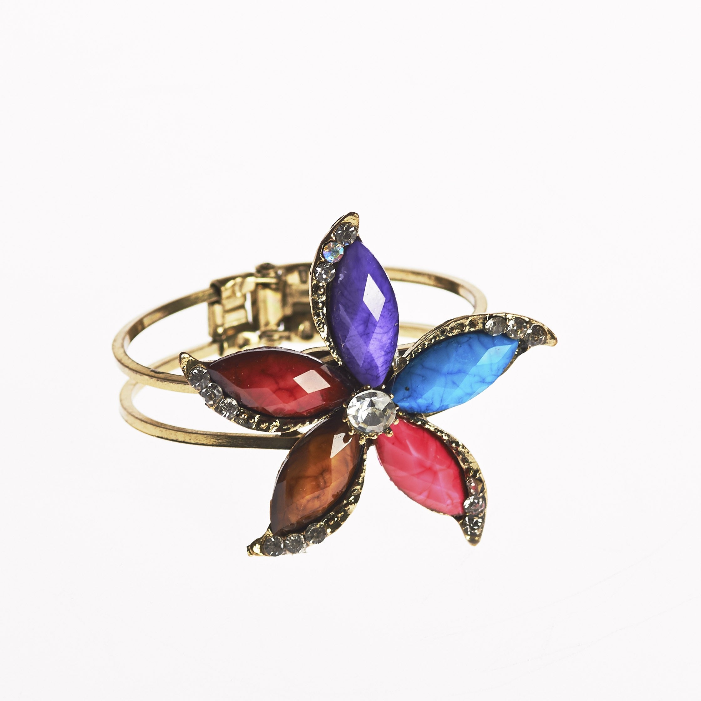Brazalete- Diseño Flor De Loto -Decorado Piedras- Varios Colores