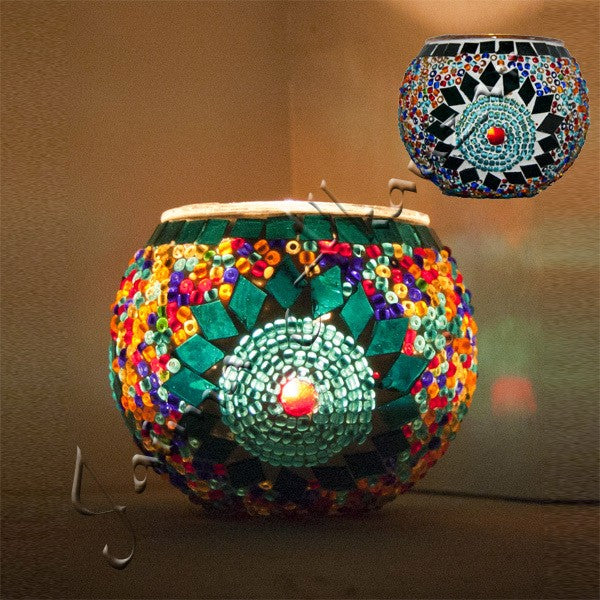Portavelas Turco - Cristal Murano -Artesania Turca Tamaño 2