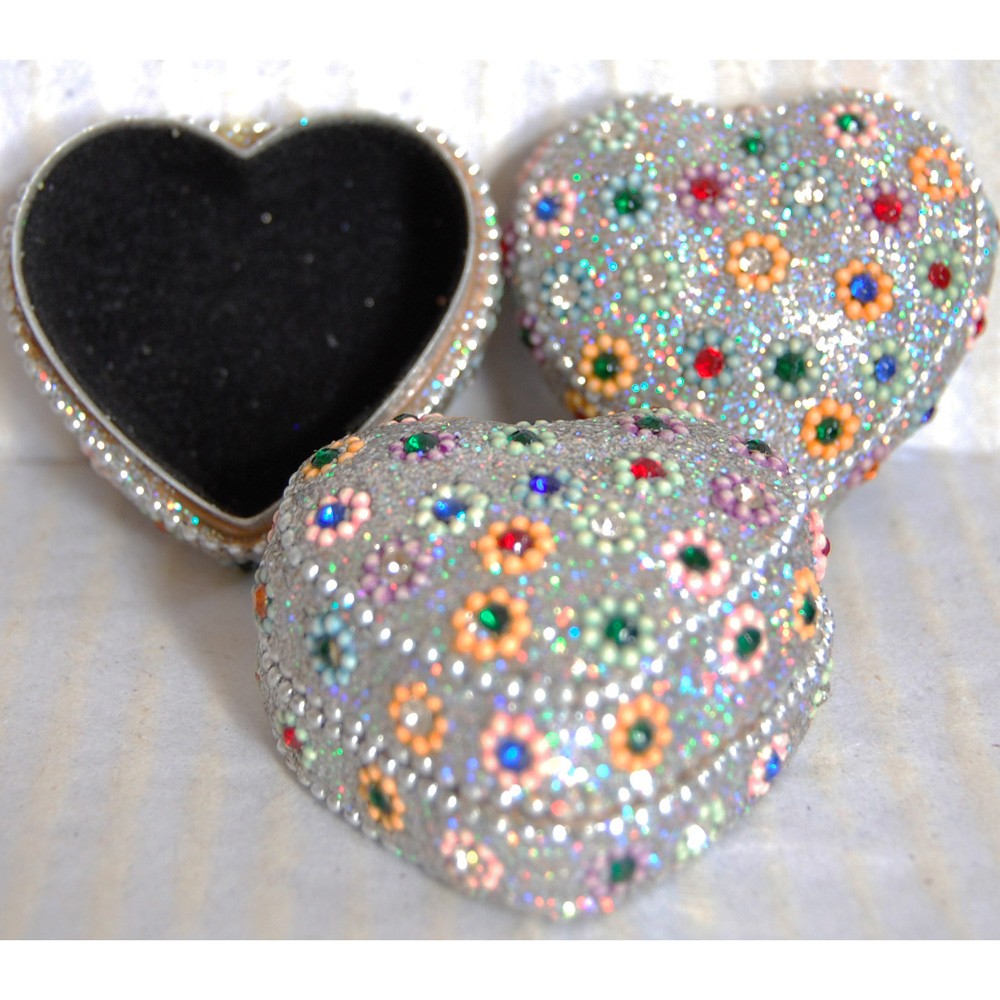 Caja Brillante Corazón - Forrada en Terciopelo
