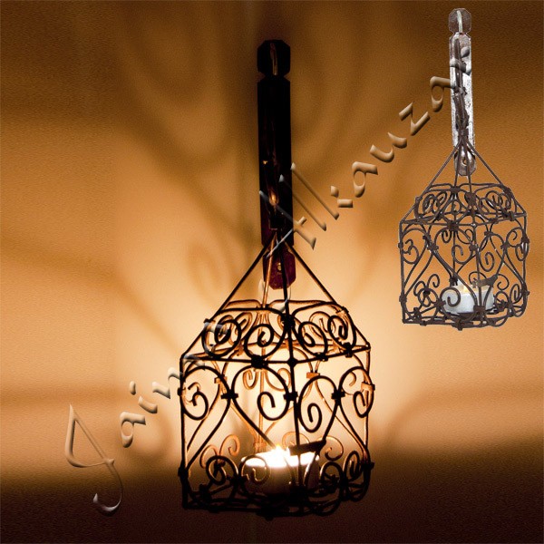 Farol Forja para Vela - Incluye Gancho para Colgar - Artesanal