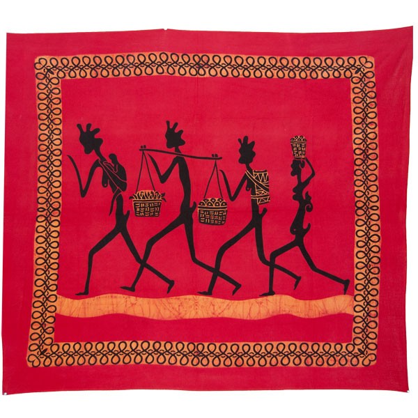 Tela Algodon-India- Tribu 4 Hombres-Artesana-210 x 245 cm