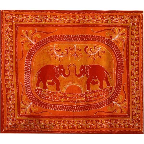 Tela Algodon-India- Elefante Bienvenida-Artesana-240 x 210 cm