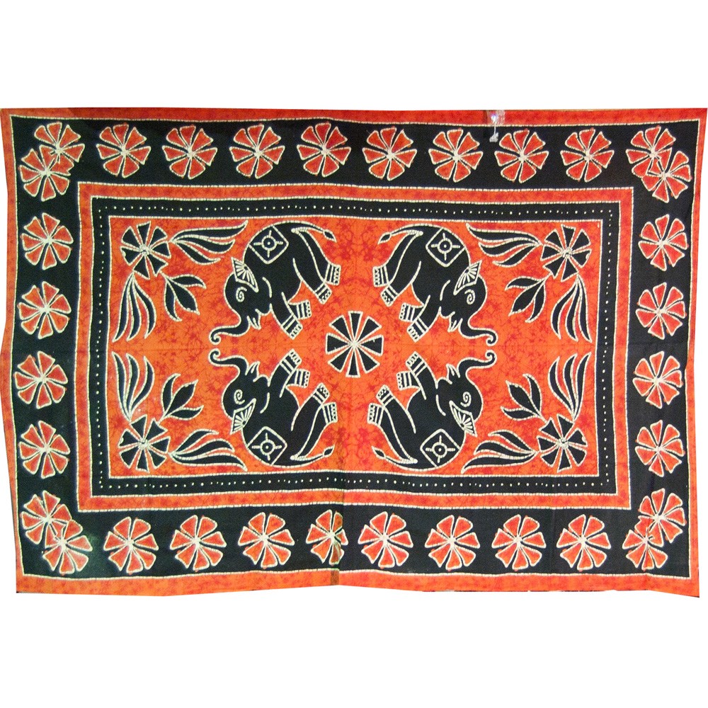 Tela Algodon India- Elefantes Floral  -Artesana-140 x 210 cm
