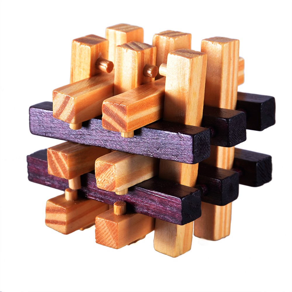 Juego Cubo Madera Desmontable - Ingenio - Rompecabezas - 7 x 7 cm