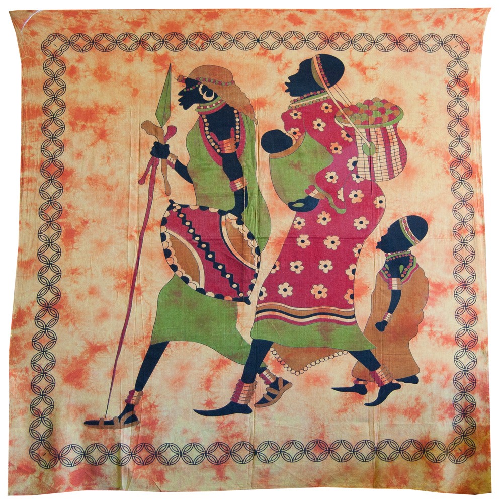 Tela Algodon India-Familia Africana-Artesana-210 x 240 cm