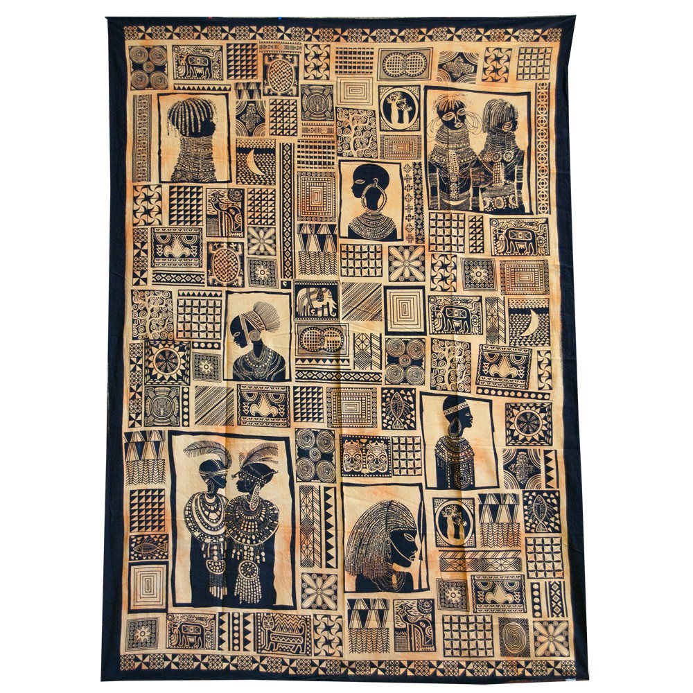 Tela Algodon India-Tapiz Masai-Artesana-240 x 210 cm