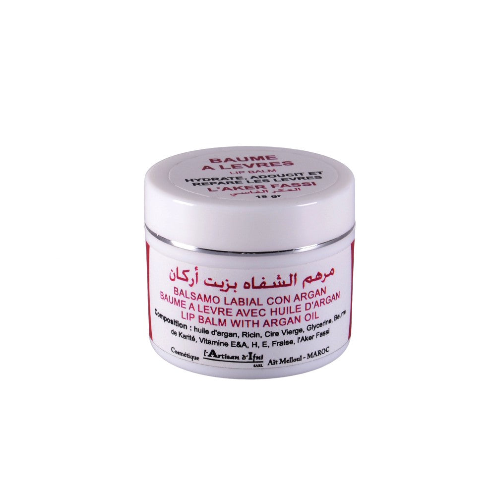 Bálsamo Labial Argán - Con Aker Fasi y  Karité - Sabor Fresa -  L'Artisan D'Ifni - 18 g