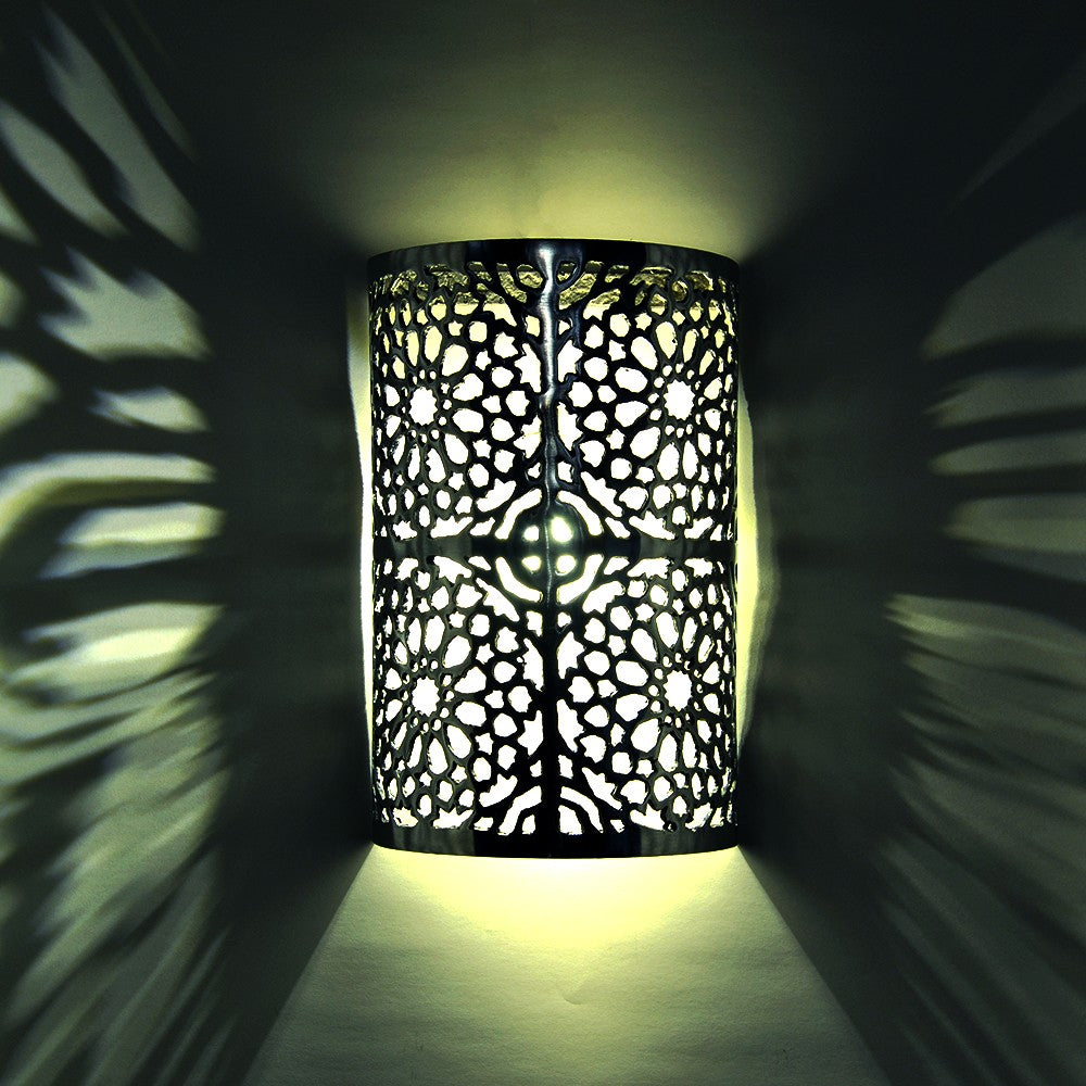Aplique Pared Alumino Calado - Mosaico Alhambra - Acabado Pulido - 29 cm