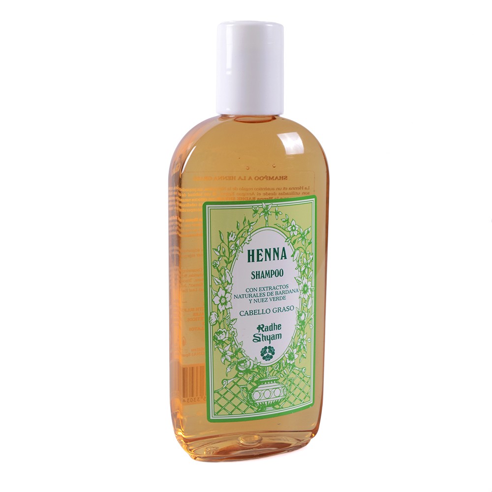 Champú De Henna Con Extractos Naturales Bardana Y Nuez Verde - Cabello Graso - Radhe Shyam- 250 ml