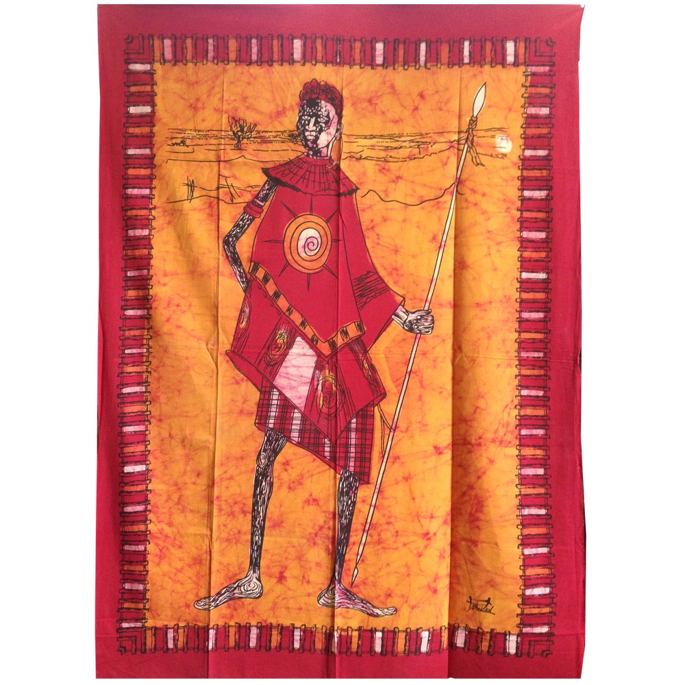Tela Algodon India-Cazador Masai -Artesana-140 x 210 cm