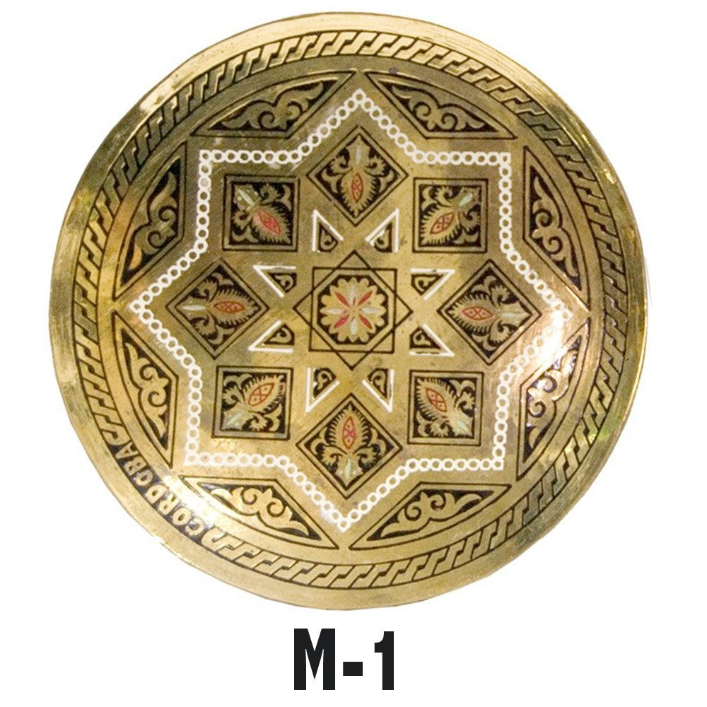 Plato de Bronce Grabado - Diseños Arabes Geométricos - 13 cm