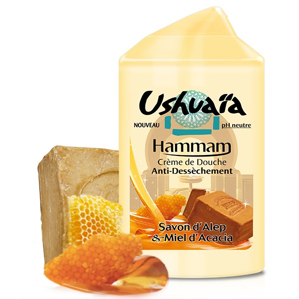Crema De Ducha - USHUAÏA - Hammam - Con Jabón De Alepo Y Miel De Acacia - PH Neutro - 250 ml