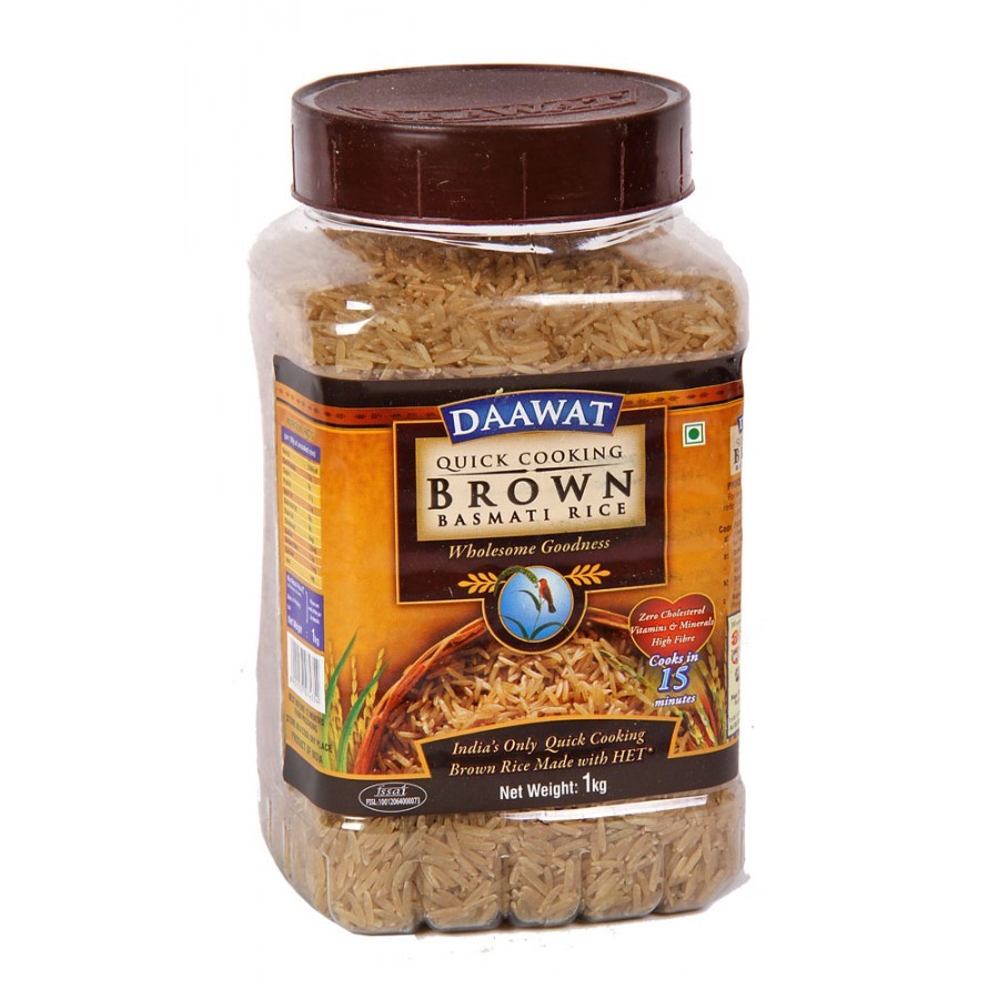 Arroz Basmati Integral Daawat - 15 Min De Cocción - Delicioso Y Saludable - 1Kg