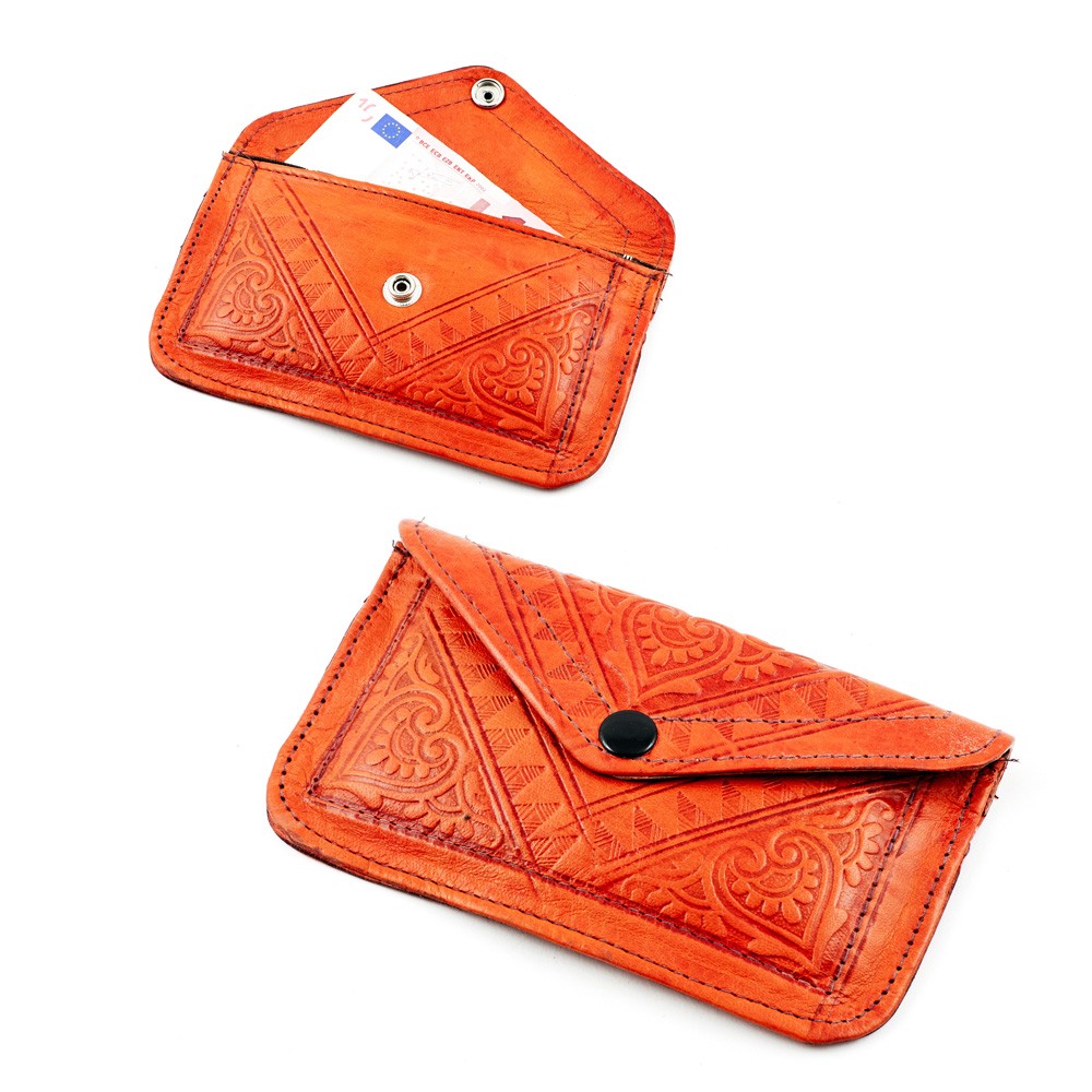 Cartera Piel Grabada - Cremallera Trasera - 3 Tamaños - Varios Colores