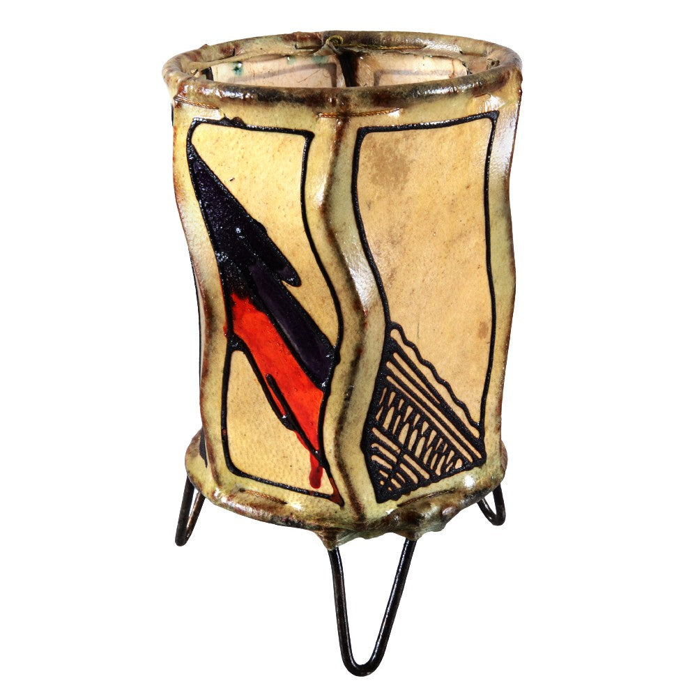 Porta Velas Piel Cilindro - Pintado con Henna - Varios Modelos