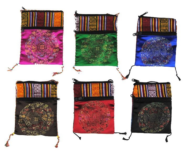 Bolsita Viaje - Recubierta Con Telas De Colores - Ideal Para Pasaporte - 2 Compartimentos