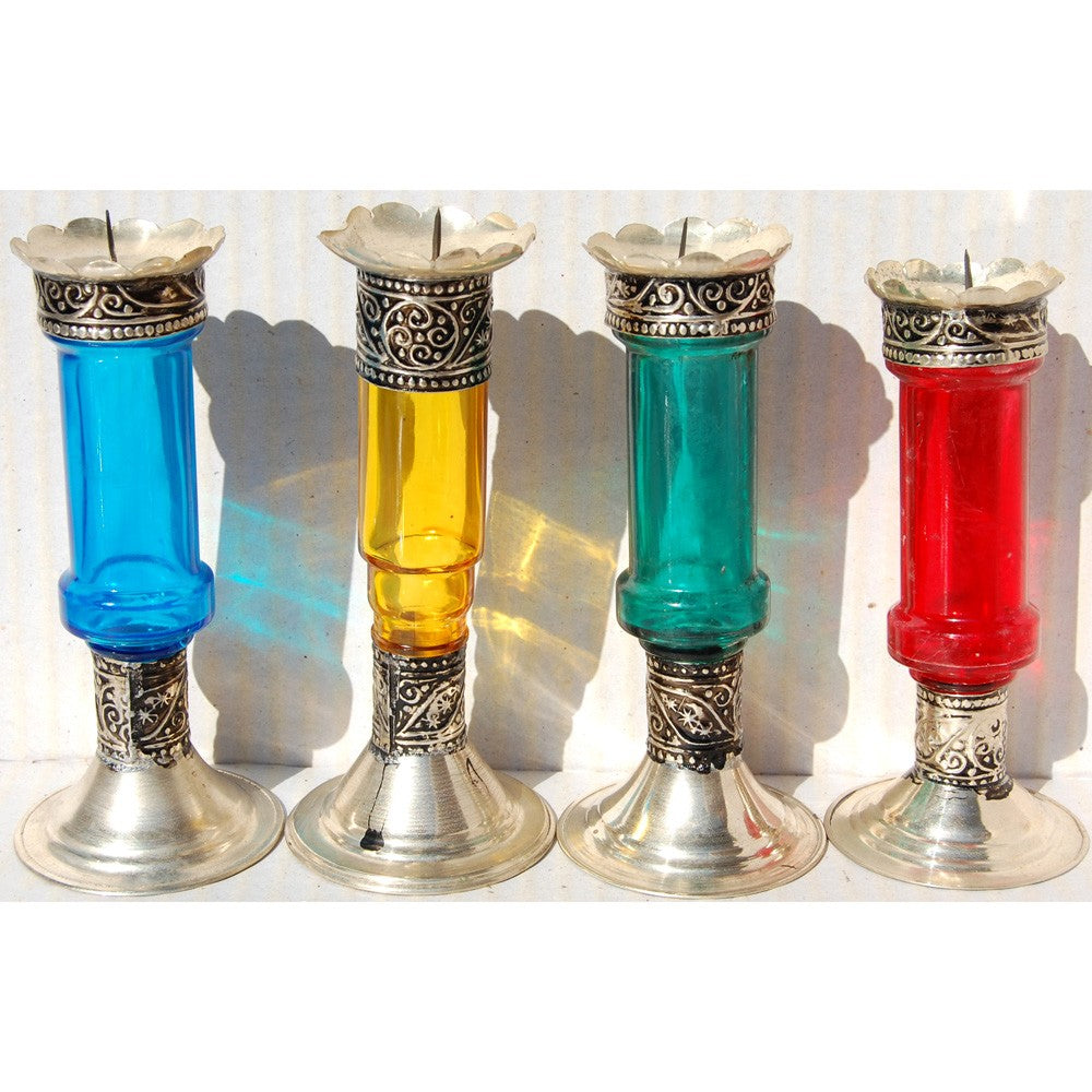Portavelas Cristal con Alpaca - Alargado- Varios Modelos