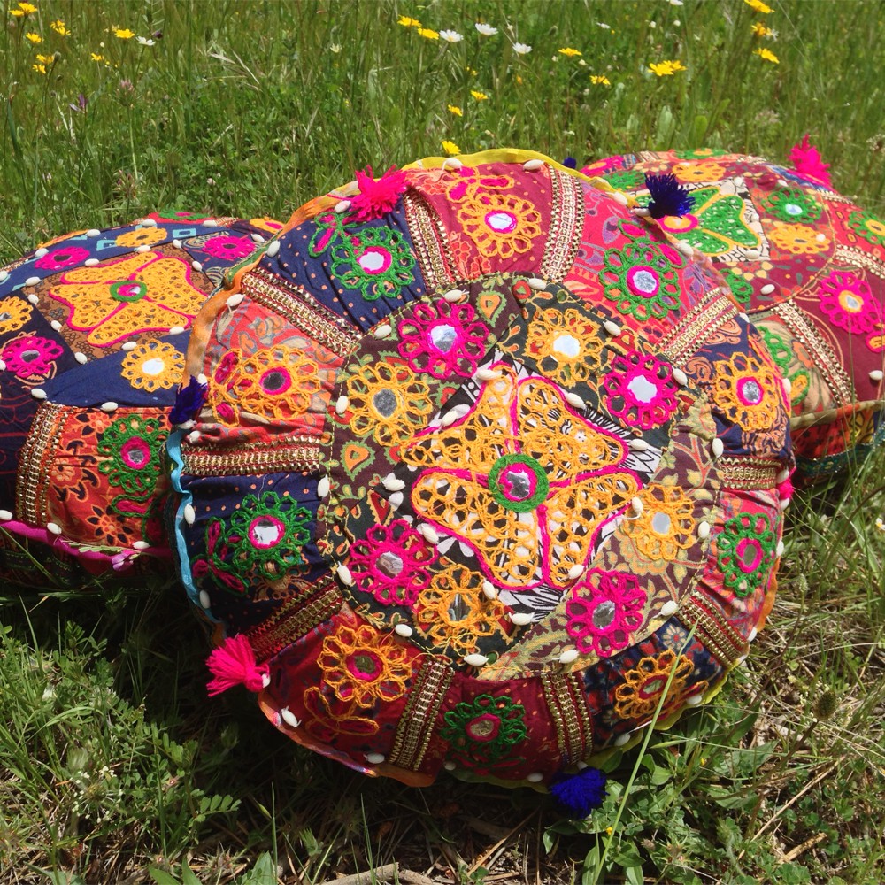 Cojín Yoga - Redondo- Decorado Indio - Incluye Relleno -40 cm