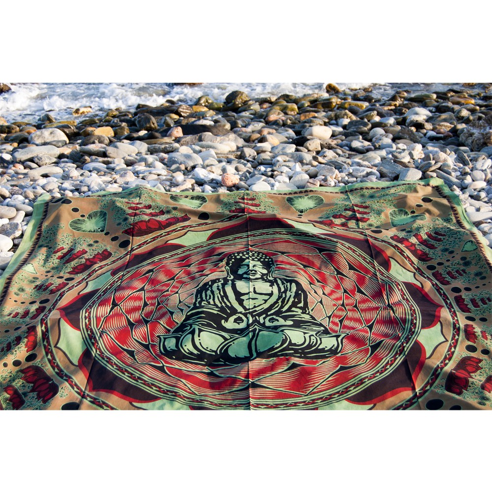 Tela Algodon Loto India- Budha Mosaico-Artesana-240 x 210 cm