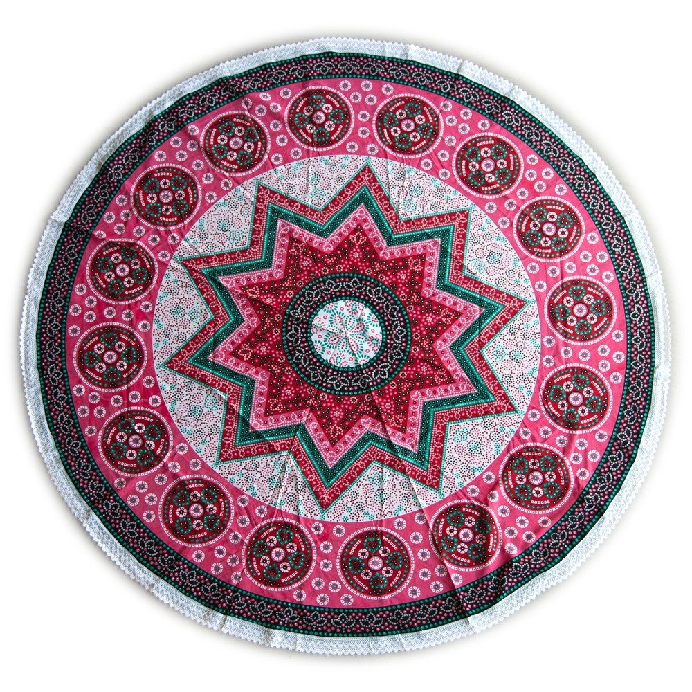 Tela Algodón Redonda - India - Toalla - Mantel - Diseño Estrella - 2 m