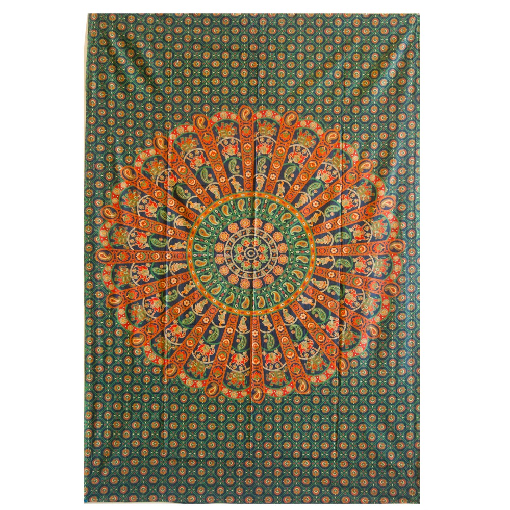 Tela Algodon India - Elefante y Camello - Artesana - 210 x 140 cm