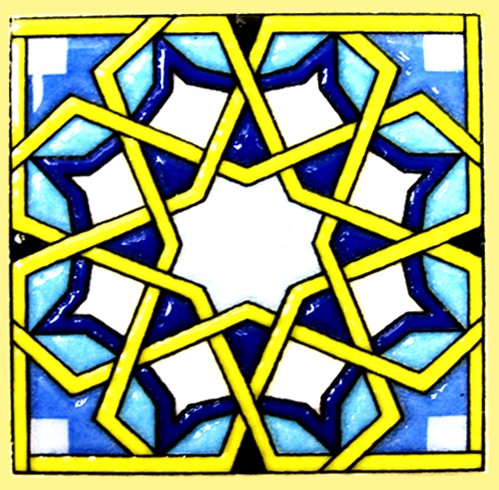 Imán Mosaico Andalusí - Cerámica Esmaltada - Modelo 17 - 6 cm