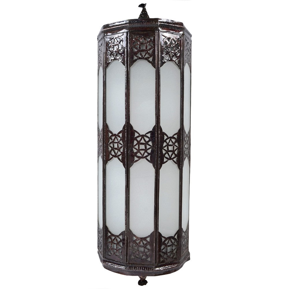 Aplique Cristal Alargado - Blanco Opaco - Calado Arabe - 50 cm