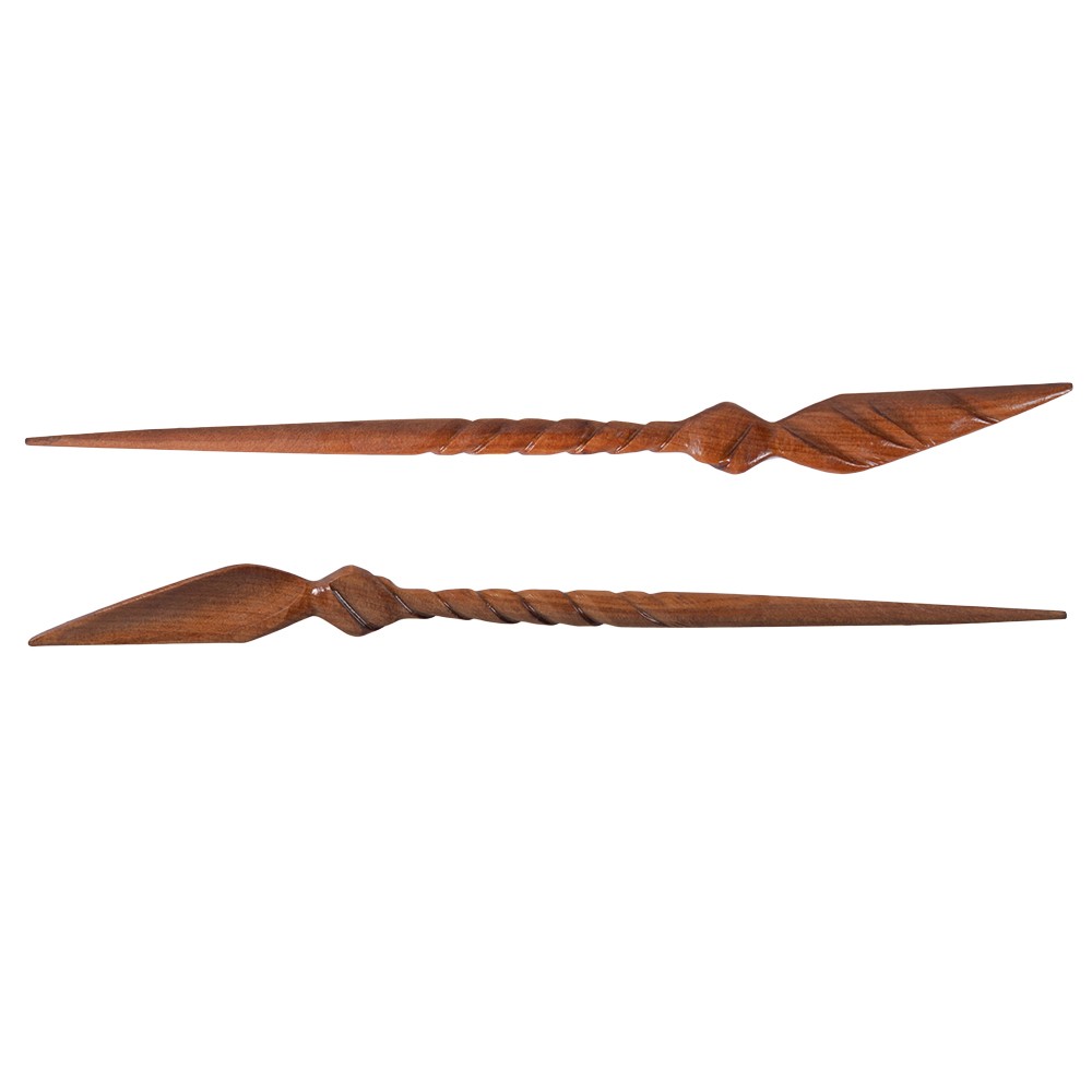 Horquilla Madera Labrada - Diseño Espiral - Artesana - 23 cm