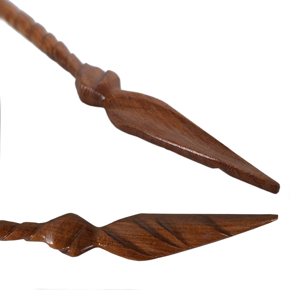 Horquilla Madera Labrada - Diseño Espiral - Artesana - 23 cm